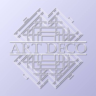 Vintage retro beyaz art deco çerçeve metin üzerinde gri mavi arka plan ile. Tasarım şablonu. Vektör çizim eps10