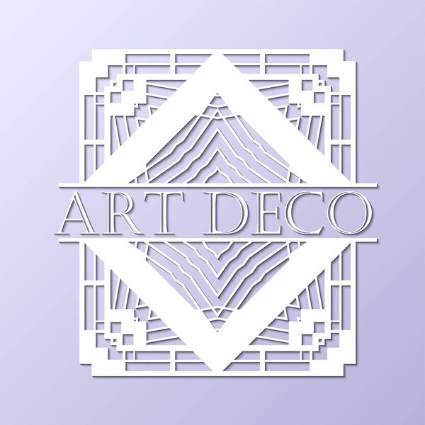 Vintage retro white art deco frame with text on grey blue background. Template for design. Vector illustration eps10