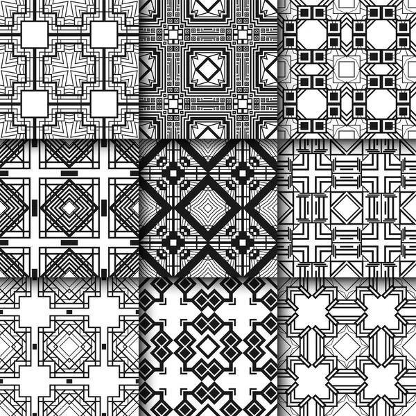 Ornamental art deco seamless patterns set. Template for design. Vector illustration eps10 — Stock Vector