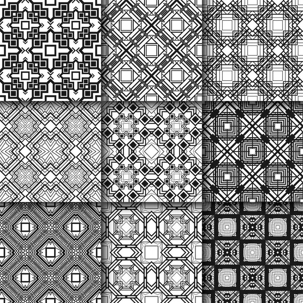 Deco arte ornamental patrones sin costura conjunto. Plantilla para diseño. Ilustración vectorial eps10 — Vector de stock