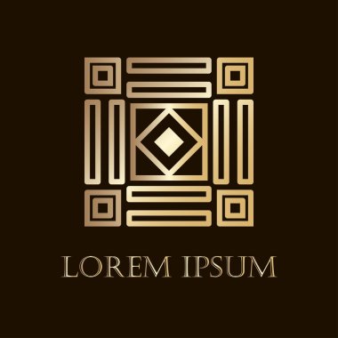 Art deco altın süs logosunu görmeniz gerekir. Tasarım şablonu. Vektör çizim eps10