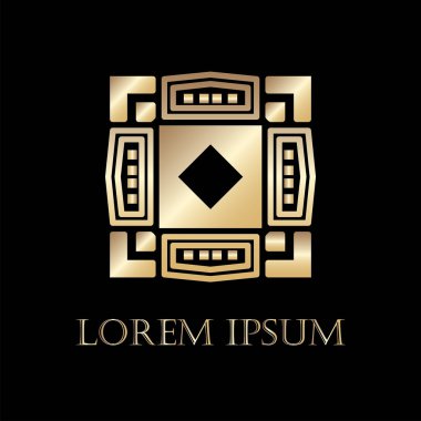 Art deco altın süs logosunu görmeniz gerekir. Tasarım şablonu. Vektör çizim eps10