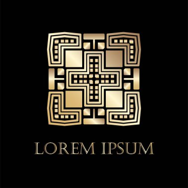 Art deco altın süs logosunu görmeniz gerekir. Tasarım şablonu. Vektör çizim eps10