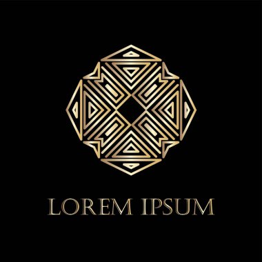 Art deco altın süs logosunu görmeniz gerekir. Tasarım şablonu. Vektör çizim eps10