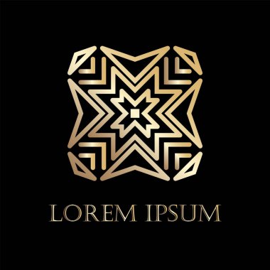 Art deco altın süs logosunu görmeniz gerekir. Tasarım şablonu. Vektör çizim eps10