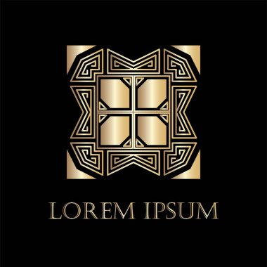 Art deco altın süs logosunu görmeniz gerekir. Tasarım şablonu. Vektör çizim eps10