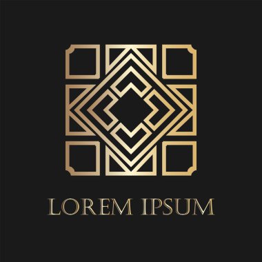 Art deco altın süs logosunu görmeniz gerekir. Tasarım şablonu. Vektör çizim eps10