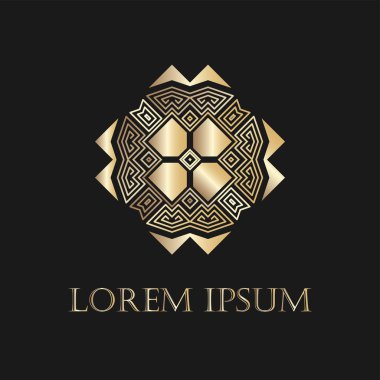 Art deco altın süs logosunu görmeniz gerekir. Tasarım şablonu. Vektör çizim eps10