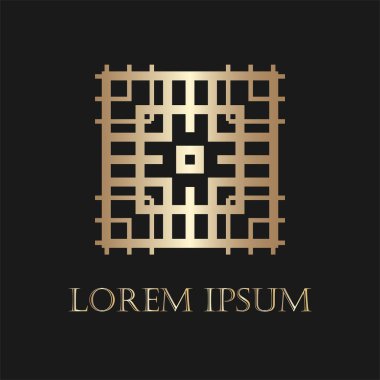 Art deco altın süs logosunu görmeniz gerekir. Tasarım şablonu. Vektör çizim eps10