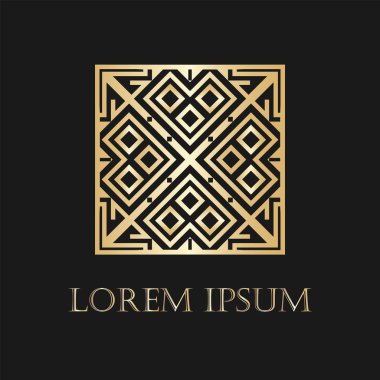 Art deco altın süs logosunu görmeniz gerekir. Tasarım şablonu. Vektör çizim eps10