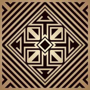 Altın art deco süs arka plan. Tasarım şablonu. Vektör çizim eps10