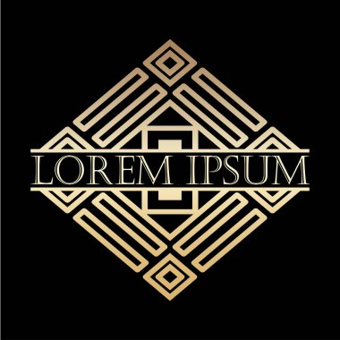 Lüks vintage art deco altın vektör çerçeve. Logo, rozet club, bar, kafe, Restoran, otel, butik için etiket.