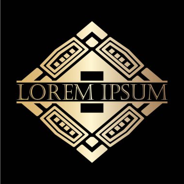 Lüks vintage art deco altın vektör çerçeve. Logo, rozet club, bar, kafe, Restoran, otel, butik için etiket.
