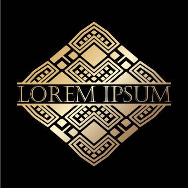 Lüks vintage art deco altın vektör çerçeve. Logo, rozet club, bar, kafe, Restoran, otel, butik için etiket.