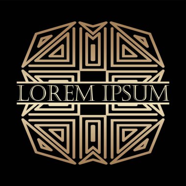Lüks vintage art deco altın vektör çerçeve. Logo, rozet club, bar, kafe, Restoran, otel, butik için etiket.