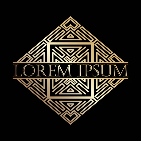 Lüks vintage art deco altın vektör çerçeve. Logo, rozet club, bar, kafe, Restoran, otel, butik için etiket.
