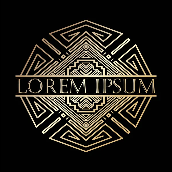Lüks vintage art deco altın vektör çerçeve. Logo, rozet club, bar, kafe, Restoran, otel, butik için etiket.