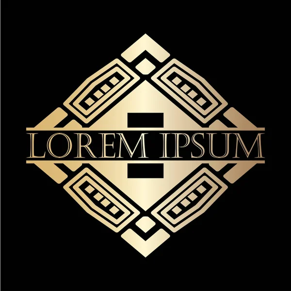 Lüks vintage art deco altın vektör çerçeve. Logo, rozet club, bar, kafe, Restoran, otel, butik için etiket.