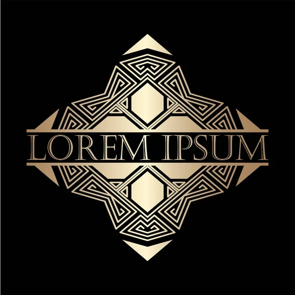 Lüks vintage art deco altın vektör çerçeve. Logo, rozet club, bar, kafe, Restoran, otel, butik için etiket.