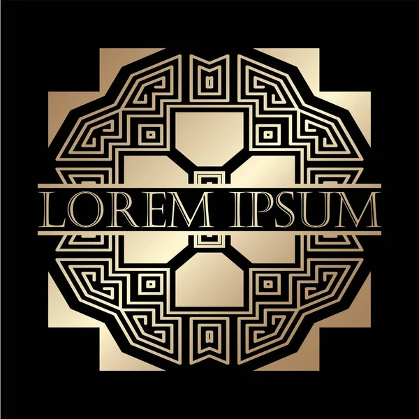 Lüks vintage art deco altın vektör çerçeve. Logo, rozet club, bar, kafe, Restoran, otel, butik için etiket.