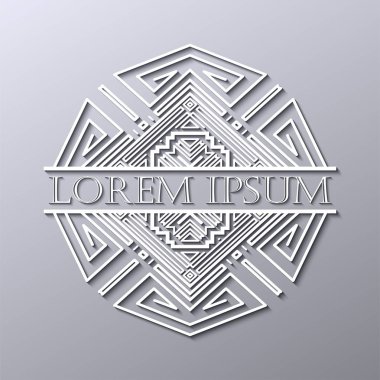 Lüks art deco beyaz vektör çerçeve. Logo, rozet club, bar, kafe, Restoran, otel, butik için etiket.