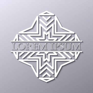 Lüks art deco beyaz vektör çerçeve. Logo, rozet club, bar, kafe, Restoran, otel, butik için etiket.