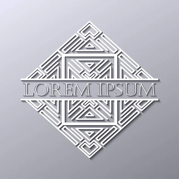 Lüks art deco beyaz vektör çerçeve. Logo, rozet club, bar, kafe, Restoran, otel, butik için etiket.