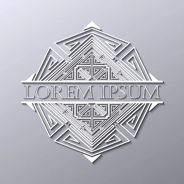 Lüks art deco beyaz vektör çerçeve. Logo, rozet club, bar, kafe, Restoran, otel, butik için etiket.