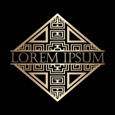 Lüks vintage art deco altın vektör çerçeve. Logo, rozet club, bar, kafe, Restoran, otel, butik için etiket.