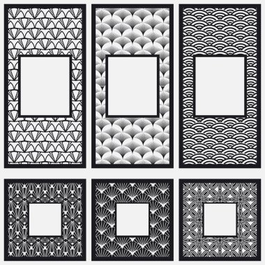 Art deco süs vintage çerçeveleri ayarlayın. Tasarım şablonu. Vektör çizim eps10