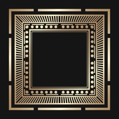Vintage retro kenarlık ve çerçeve Art Deco tarzında. Tasarım şablonu. Vektör çizim eps10