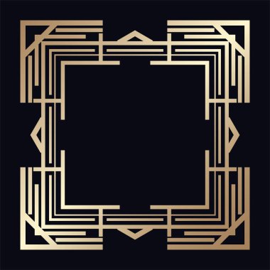 Vintage retro kenarlık ve çerçeve Art Deco tarzında. Tasarım şablonu. Vektör çizim eps10