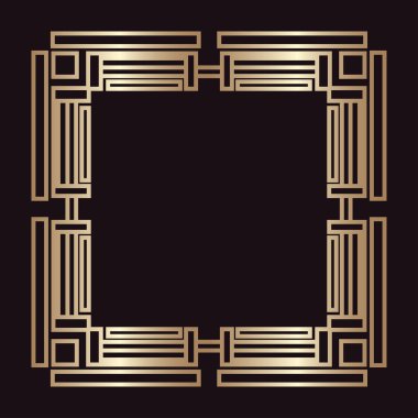 Vintage retro kenarlık ve çerçeve Art Deco tarzında. Tasarım şablonu. Vektör çizim eps10