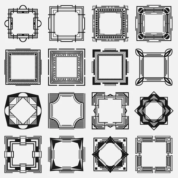 Bordi retrò vintage e cornici in stile Art Deco. Modelli per il tuo design. Illustrazione vettoriale eps10 — Vettoriale Stock