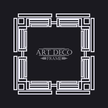 Vintage retro kenarlık ve çerçeve Art Deco tarzında. Tasarım şablonu. Vektör çizim eps10