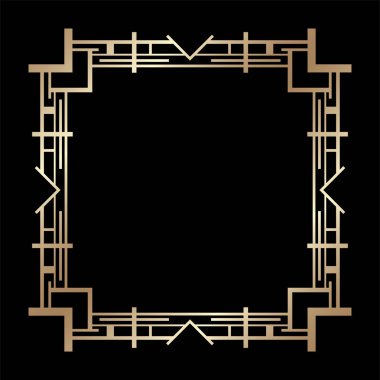 Vintage retro kenarlık ve çerçeve Art Deco tarzında. Tasarım şablonu. Vektör çizim eps10