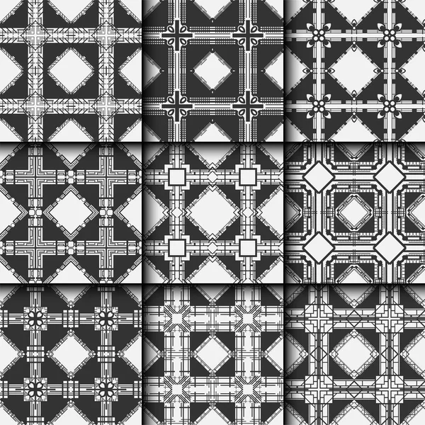 黒と白のシームレスなパターンは、アールデコ様式の設定します。デザインのテンプレートです。ベクトル図 eps10 — ストックベクタ