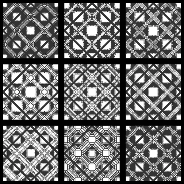 Nahtlose schwarz-weiße Muster im Art-déco-Stil. Vorlage für Design. Vektorabbildung eps10 — Stockvektor