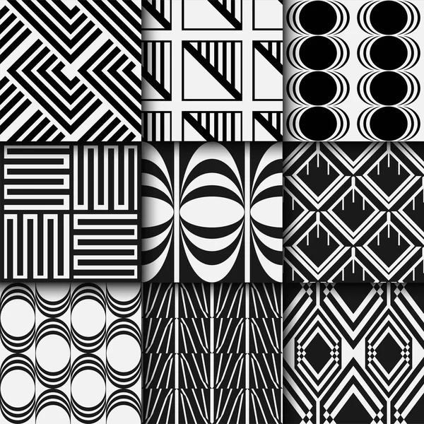 Sort og hvid sømløse mønstre i art deco-stil. Skabelon til design. Vektorillustrationspeps10 – Stock-vektor