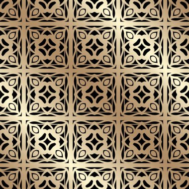 Altın süs seamless modeli. Tasarım şablonu. Vektör