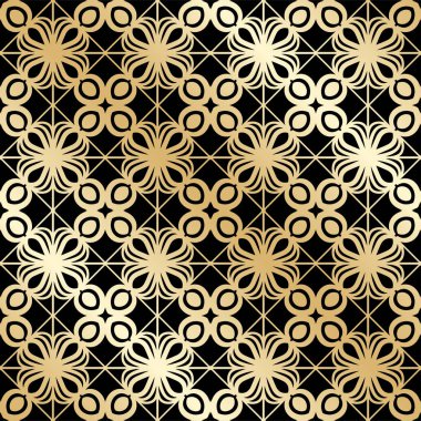 Altın süs seamless modeli. Tasarım şablonu. Vektör