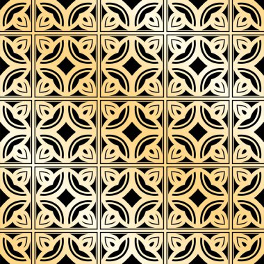 Altın süs seamless modeli. Tasarım şablonu. Vektör