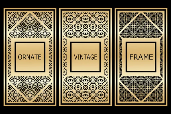 Vintage-Goldrahmen mit Platz für Text. Vorlage für Design. Vektorillustration — Stockvektor