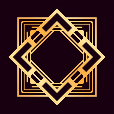 Retro Vintage çerçevede Art Deco. Tasarım şablonu. Vektör çizim.