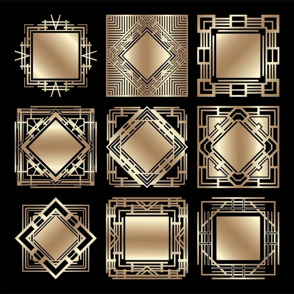 Вінтажні ретро рамки встановлені в стилі арт-деко. Шаблон для дизайну. Векторні ілюстрації . — стоковий вектор
