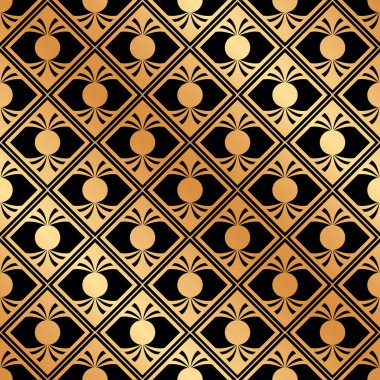Altın gradyan ile sorunsuz art deco süs desen. Tasarım şablonu. Vektör çizim