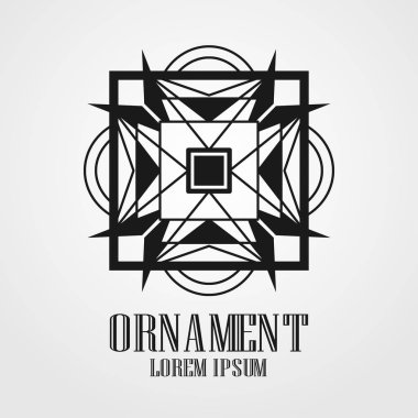Tasarım ve dekorasyon geometrik süs simgesi. Vektör çizim