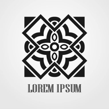 Tasarım ve dekorasyon geometrik süs simgesi. Vektör çizim