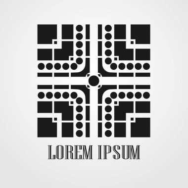 Tasarım ve dekorasyon geometrik süs simgesi. Vektör çizim