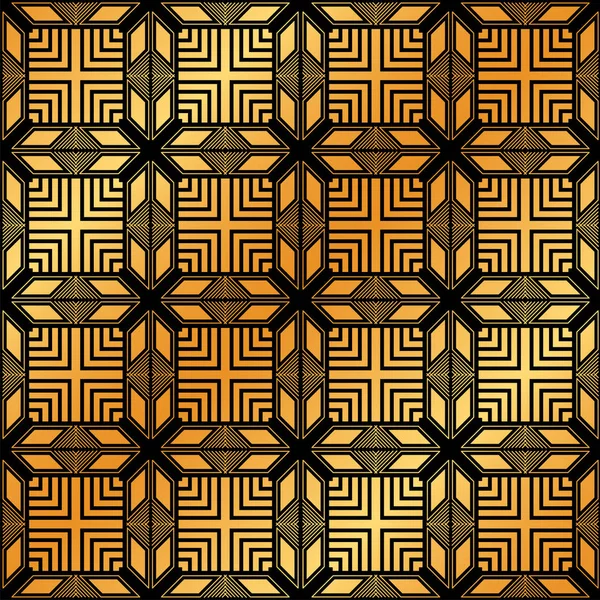 Patrón geométrico abstracto sin costura dorada. Ilustración vectorial — Archivo Imágenes Vectoriales